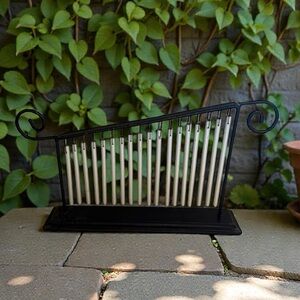 Black Metal Wind Chime with Silver Tubes